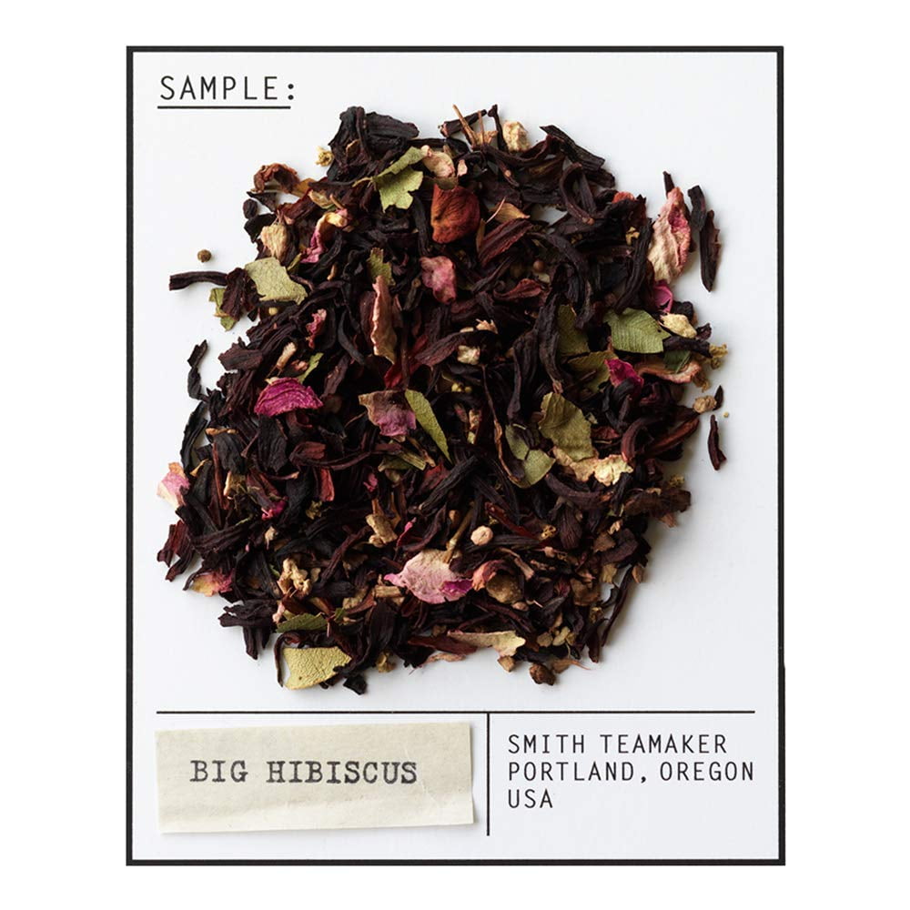 Smith Teamaker | Big Hibiscus No. 24 - Hibiscus, Ginger, Rose Petals & Elderflowers | Sugar-Free, Non-GMO, Plant Based Caffeine-Free Hibiscus Blend (15 Sachets, 1.27oz)