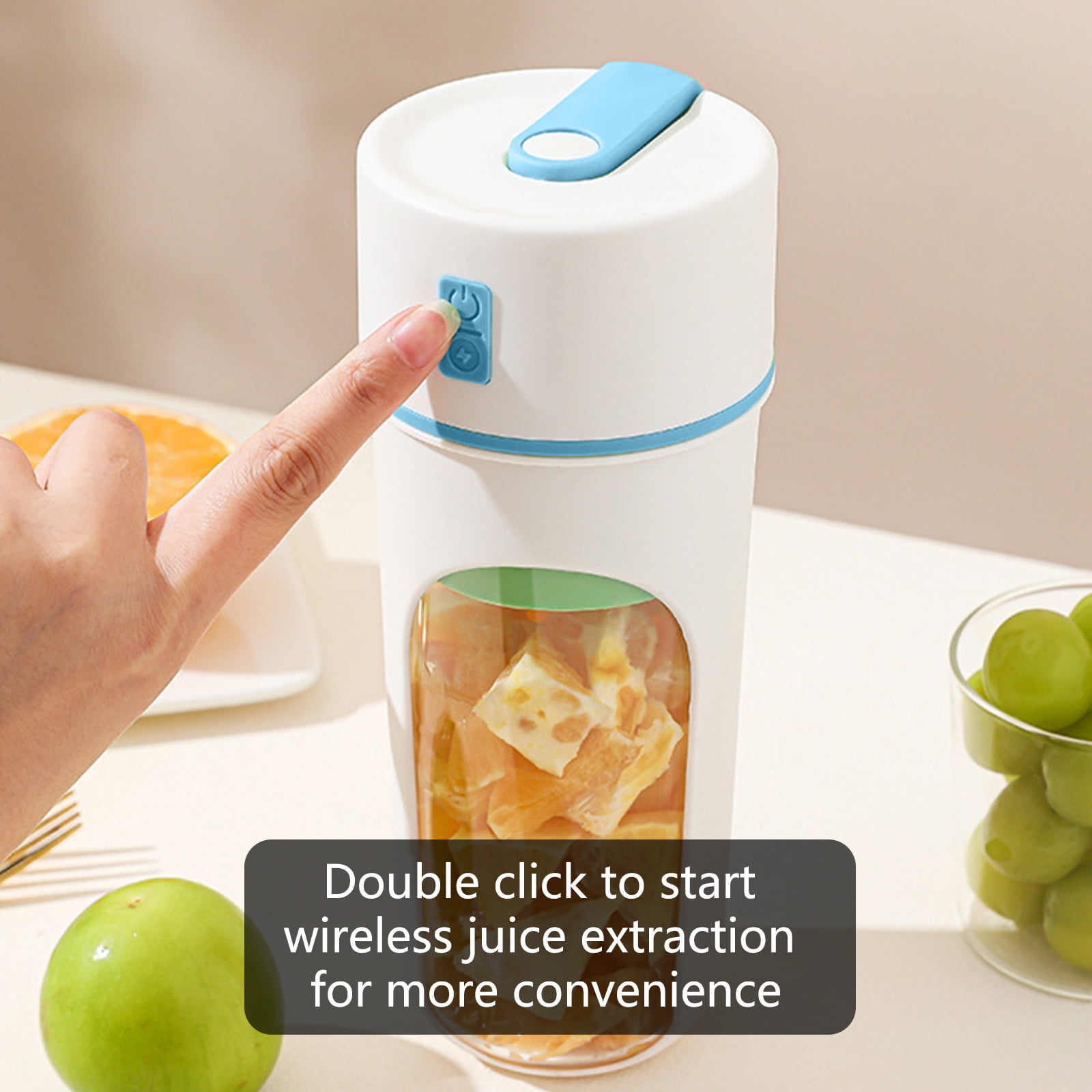 Orange Juicer Machine Small Juicing Cup with USB Charging 480 ml Capacity 6-Blade Head Portable Electric Citrus Press