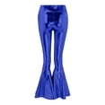 thumbnail image 5 of XIAONU Women's High Waist Flare Leggings Shiny Ruffled Hem Trousers Dramatic Bold Party Bottoms Dark Blue, 5 of 5