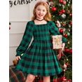 thumbnail image 2 of Arshiner Girls A-Line Dress Long Sleeve Smocked Skater Fall Winter Elegant Dress with Pockets, 2 of 4