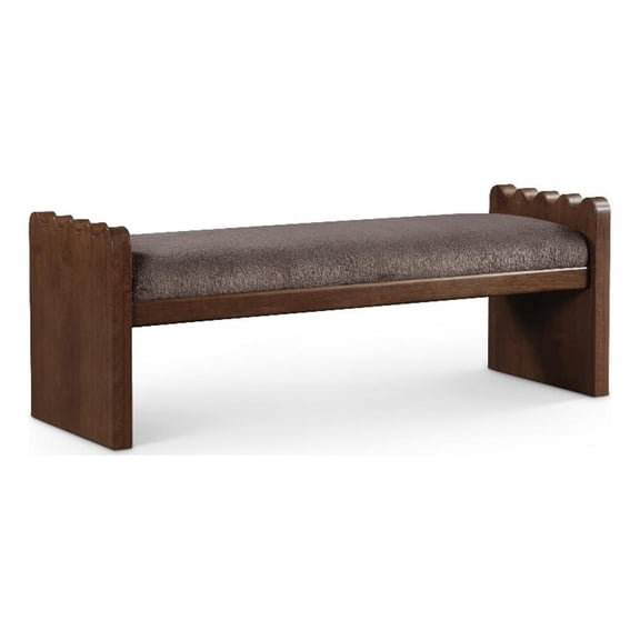 Meridian Furniture Sonia Brown Velour Fur Fabric Bench