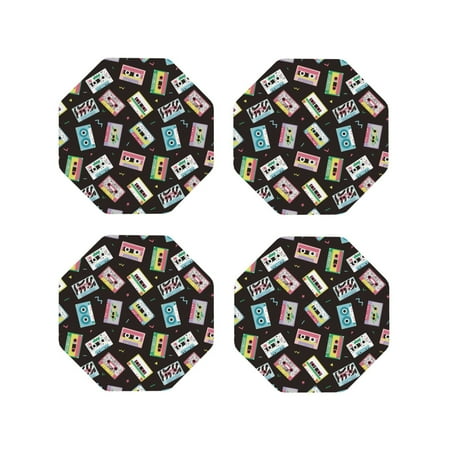

Tideii Colorful Retro Tape for Leather Coasters 4 Pieces Anti-fouling and Anti-scalding Decorative Coasters Suitable for Restaurants Kitchens Coffee Shops-Octagon
