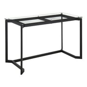 Masters Modern Office Desk In Black Steel With Clear Glass Top