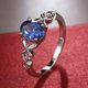thumbnail image 2 of Anillo de piedra azul hecho a mano de corte de la boda de compromiso de joyería de regalo azul facetado anillo de circón, 2 of 7
