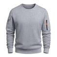 thumbnail image 4 of AnuYalue Mens Cargo Sweatshirt Athletic Long Sleeve Pullover Casual Crewneck Soild Color Tops with Zipper Pocket, 4 of 8