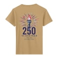 thumbnail image 4 of Short Sleeve T Shirt with Graphic Print and Distressed Denim Shorts Set for Women Casual Crew Neck Top and Shorts Outfit Light Brown 2XL, 4 of 4