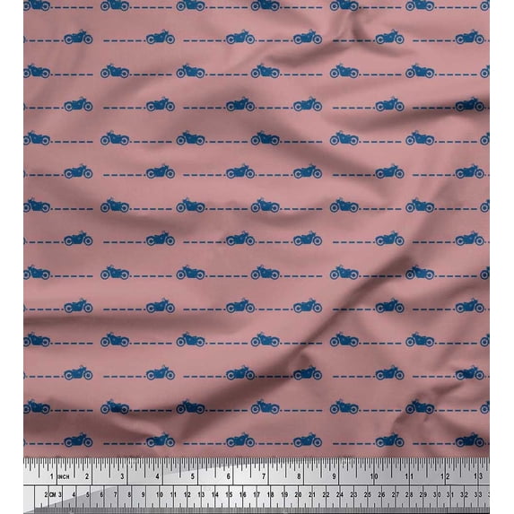 Soimoi Viscose Chiffon Fabric Path & Bike Shirting Printed Fabric 1 Yard 42 Inch Wide
