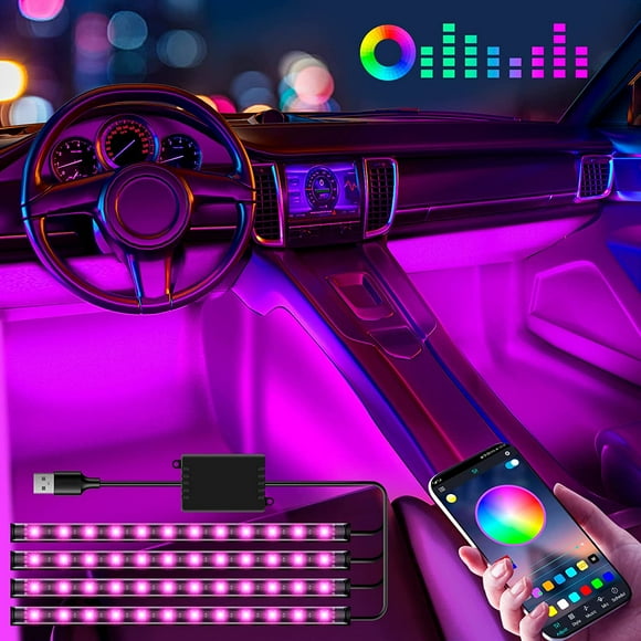 Car Interior Lights Car Interior LED Car Interior Lights, Car LED Light Bars, 48LED Multicolor Car Ambient Lights with APP Control and USB Port