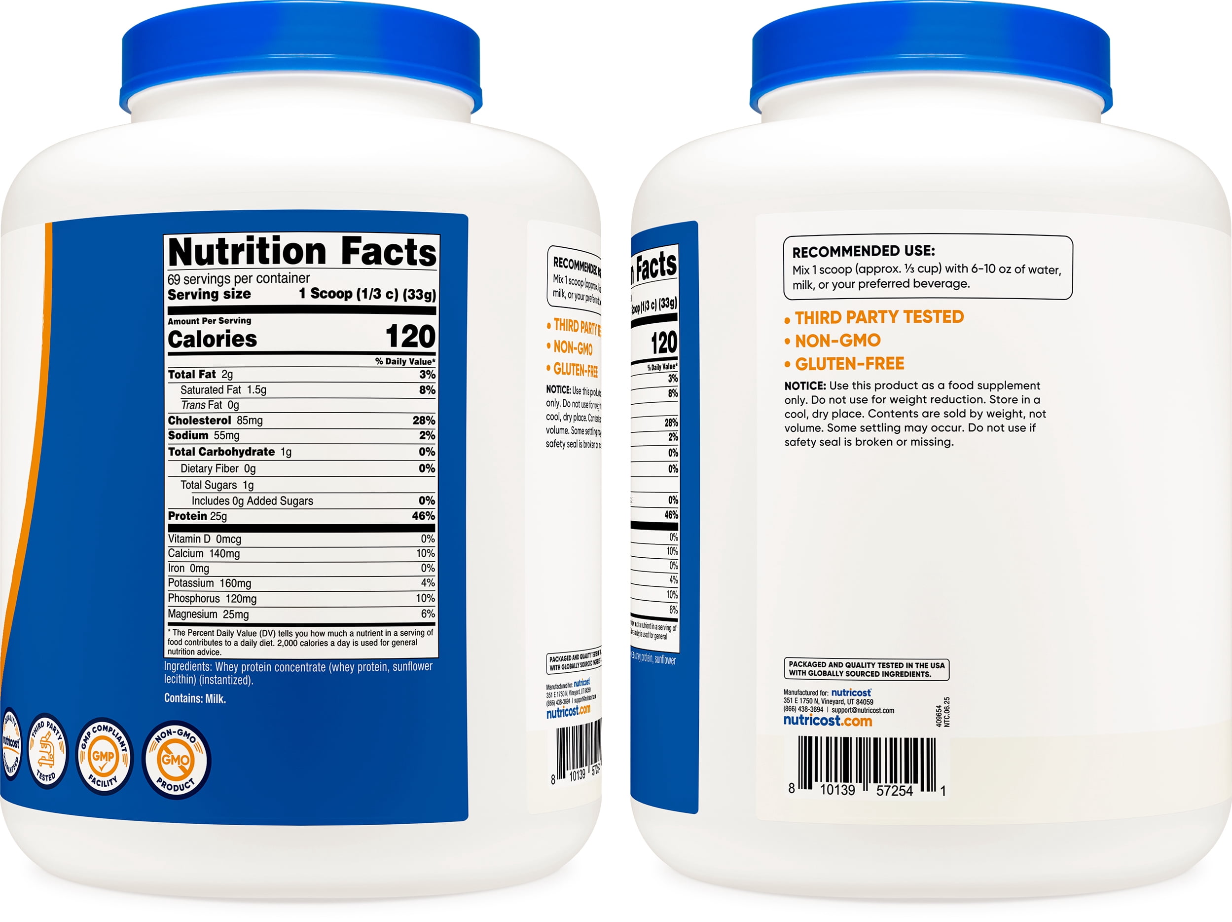 Nutricost Whey Protein Concentrate Powder (Unflavored) 5LBS
