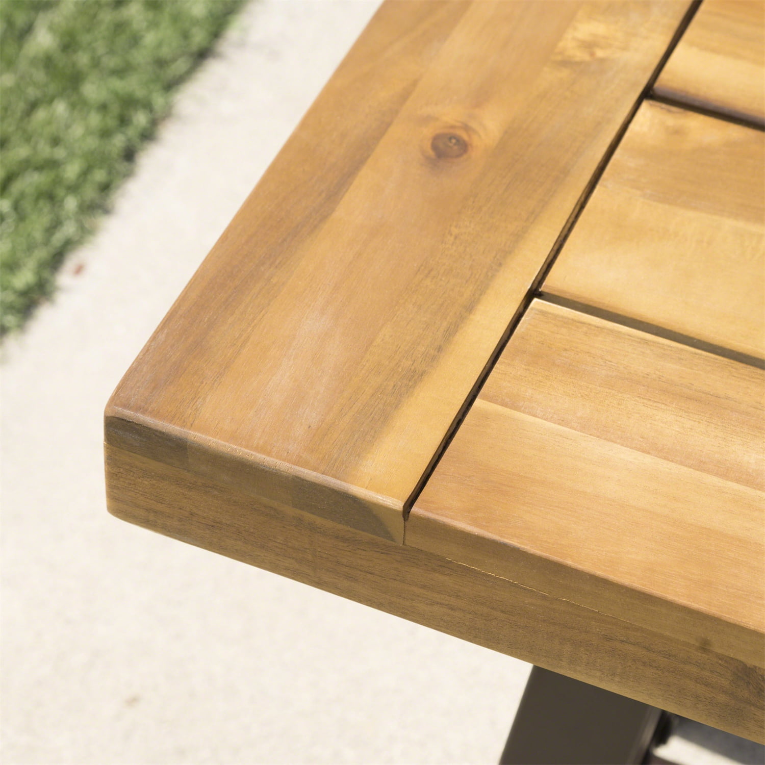 Kepooman Outdoor Acacia Wood Dining Bench, Patio Wooden Picnic Bench for Garden, Porch, Yard - Rustic Metal Kepooman Outdoor Acacia Wood Dining Bench, Patio Wooden Picnic Bench for Garden, Porch, Yard - Rustic Metal
