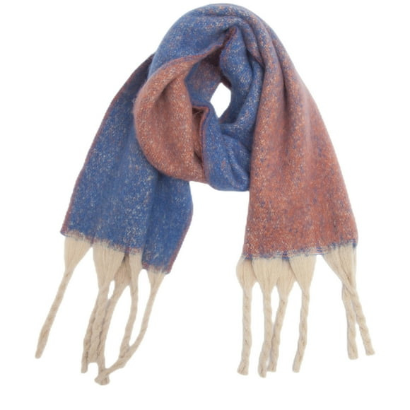 Bufanda cálida para mujer, chal colorido, suave y cómodo, elegante para clima frío, bufanda con flecos de color degradado, bufanda larga de moda, borla con cola de cerdo