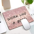 thumbnail image 3 of Pink Rose Gold Mouse Pad Glitter Gaming Mousepad Non Slip Rubber Square Small Mouse Pads for Wireless Mouse Laptop Computer Mouse Mat for Women Girly Office Desk Decor Accessories, 3 of 6