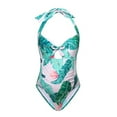 thumbnail image 3 of Maternity Swimsuit One Piece Suspender Leaf Print Pregnancy One Piece Swimwear Bathing Suits For Women Plus Size, 3 of 9