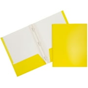 JAM Glossy Two Pocket Clip Folders, Yellow, 6/Pack