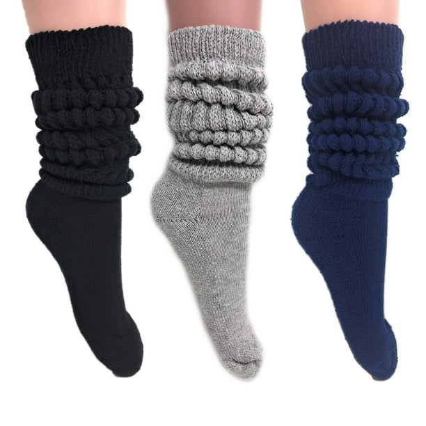 AWS/American Made Womens Heavy Slouch Socks Size 911 3 PAIRS (Black