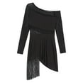thumbnail image 7 of Womens Latin Tango Dance Dress Female Cha-Cha Samba Fringed Dancewear Sheer Mesh Long Sleeve Irregular Competition Dresses, 7 of 7