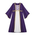 thumbnail image 5 of iiniim Kids Girls Victorian Queen Robe Gown Bell Long Sleeve Maxi Dress Party Dark Purple 8, 5 of 7
