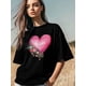 thumbnail image 3 of Women's T-Shirt,Short Sleeve Tee Shirts Casual Tops Valentines Day Flower Love Heart Crewneck T Shirt for Women, 3 of 8