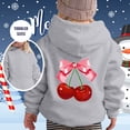 thumbnail image 2 of JAJAHO Girls Hoodies Cherry Printed Hooded Sweatshirts Long Sleeve Fall Pullover Tops With Pocket Size 1-13T, 2 of 5