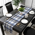 thumbnail image 3 of Blue Black Plaid Table Runner 72 Inches Long, Farmhouse Blue Black Checkered Kitchen Coffee Dining Table Decoration for Home Party Birthday Wedding Home Decor 14x72 Inches, 3 of 8