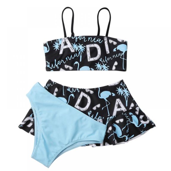 Xinhuaya Children Girls 3Pcs Tankini Bathing Suit Set Kids Bikini Beach Swimsuits