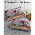 thumbnail image 3 of Vintage Floral Pillow Covers King Size 2 Pack, Farmhouse Botanical Flowers Soft Bed Throw Pillowcases Breathable Cooling Long Lumbar Body Pillow Sham Cover for Bed Sofa 20''x36'', 3 of 7
