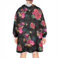 thumbnail image 2 of Wearable Oversized Blanket,Pioneer Flower Floral Print Pattern Wearable Blanket Hoodie for Adults,Cozy Hooded Blankets with Super Pockets,Super Warm Fuzzy Pullover for Women & Men, 2 of 6