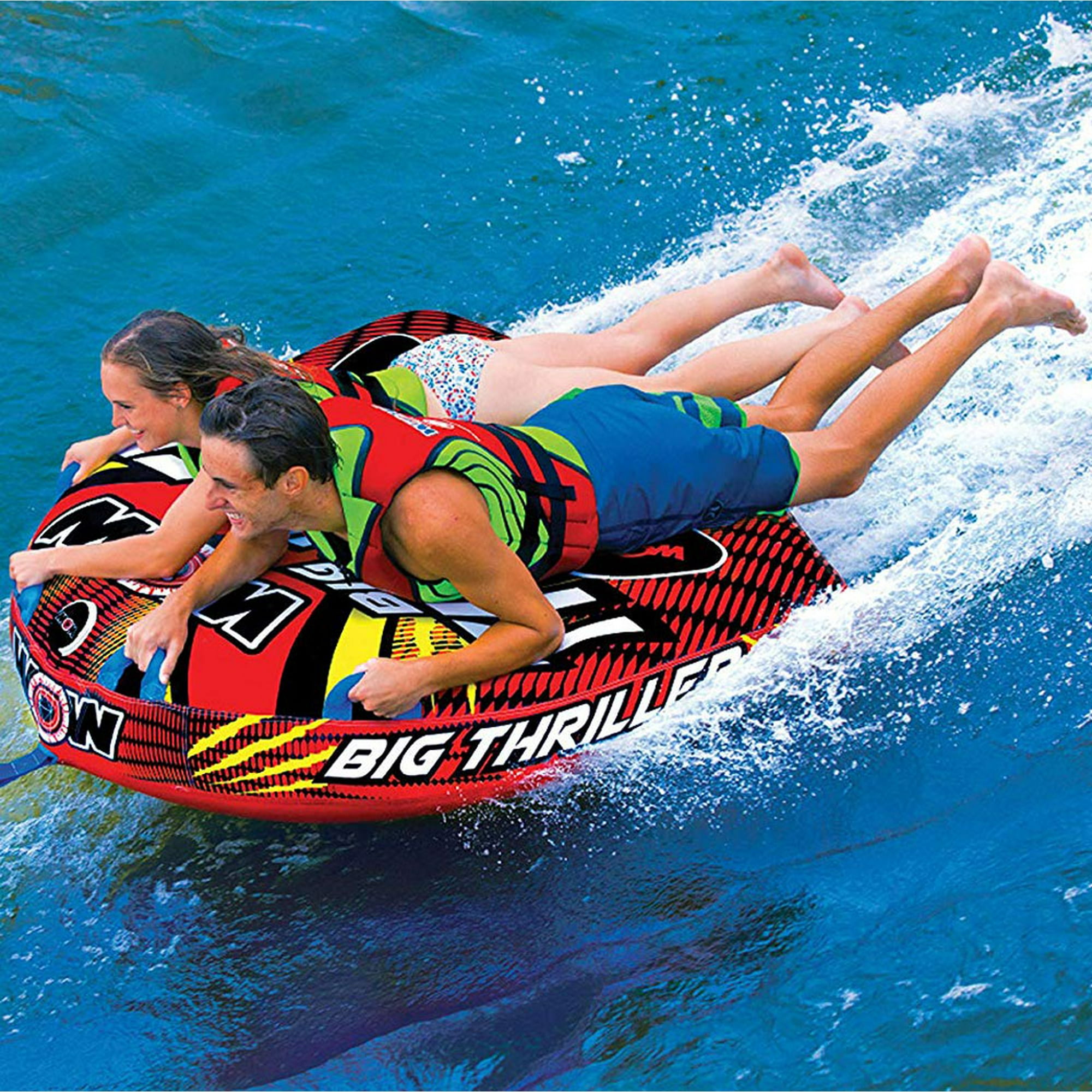 WOW Watersports Big Thriller Inflatable 2-Person Towable Water Boating Deck  Tube