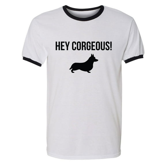 Hey Corgeous! Adult Short Sleeve Ringer T-shirt