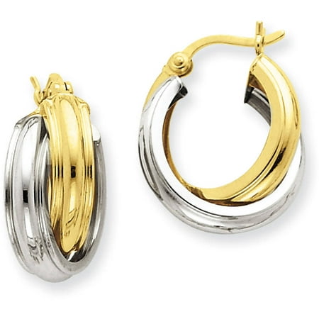 14kt Two-Tone Polished Double Hoop Earrings - Walmart.com