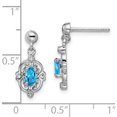 thumbnail image 4 of Sterling Silver Rhodium Plated Blue Topaz And Diamond Post Earrings (17 X 7) Made In Thailand qdx560, 4 of 5