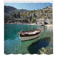 thumbnail image 3 of Ambesonne Croatia Shower Curtain, Tranquil Scene Boat on Bay, 69"Wx84"L, Multicolor, 3 of 3