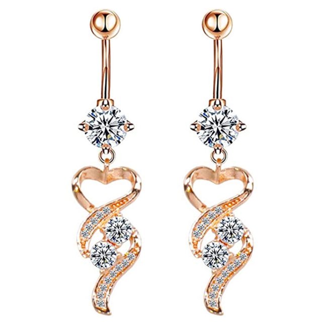 Nuevo Ombligo Stud de acero inoxidable Unisex con incrustaciones de diamante colgante ombligo