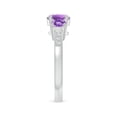 thumbnail image 3 of ANGARA Natural Three Stone Round 1.15 ct Amethyst Ring with Diamond Accents in 14K White Gold for Women (Size-7mm) | February Birthstone, Anniversary, Jewelry Gift for Women | Natural Amethyst Ring, 3 of 9