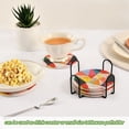 thumbnail image 5 of Yayeee 6 PCS Drink Coasters with Holder Set Woven Absorbent Round Tabletop Hot Pad, Purple Triangles, 5 of 7