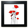 thumbnail image 1 of Red Flowers Art Line Painting Corn Black Square Frame Picture Wall Tabletop, 1 of 3
