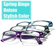 4 Pair Rectangular Spring Hinge Power Reading Reader Glasses For Mens Womens 3.00