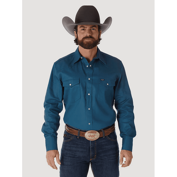 Wrangler Cowboy Cut Western Snap Teal - Mens Shirt - Ms71419
