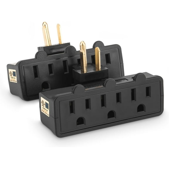 [UL Listed] Cable Matters (2-Pack) 3-Outlet Grounded 180 Degree Swivel Wall Tap, Swivel Outlet, 3 Plug Outlet Adapter