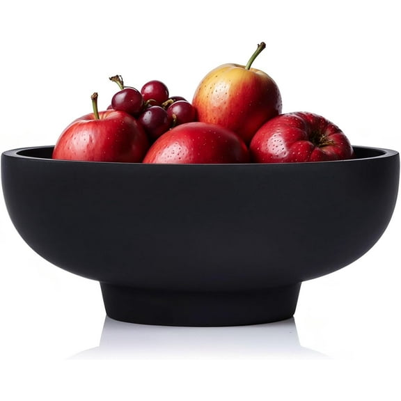 Resin Black Decorative Pedestal Bowl for Home Decor - Modern Matte Black Fruit Bowl for Kitchen Counter, Entryway or Coffee Table or Table Decor - Centerpiece Bowls for Keys, Fruit, Candy (Black)
