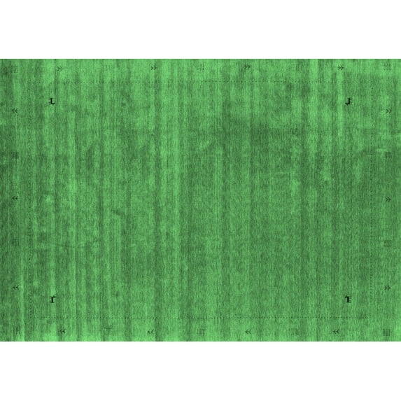 Ahgly Company Indoor Rectangle Abstract Emerald Green Contemporary Area Rugs, 7' x 9'