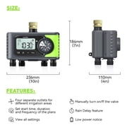 RainPoint 4-zone water timer irrigation controller, garden courtyard lawn multi-scene zone sprinkler IP65 waterproof rainy day delay/auto/manual mode (brass inlet-ITV405)