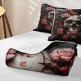 thumbnail image 4 of Erosebridal Spooky Floral Skull Twin Quilt Set, Boho Blooming Rose Twin Coverlet Set for Boys Girls, Dark Gray Dusty Red, 2 Pieces 1 Bedspread and 1 Pillowcase, 4 of 7