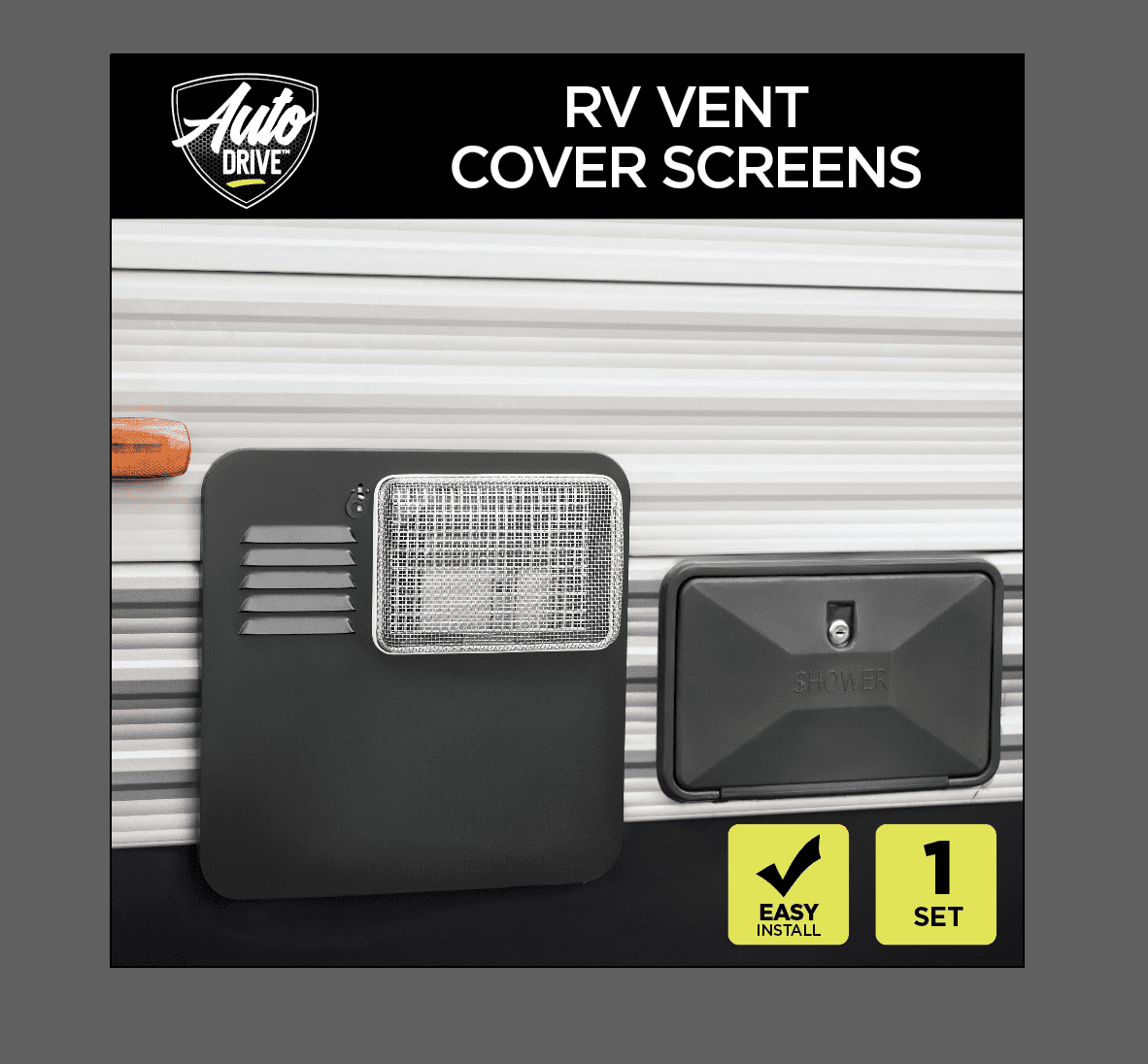(2 pack) Auto Drive RV & All-Purpose Vent Cover Screen Set, Heavy Duty, Stainless Steel