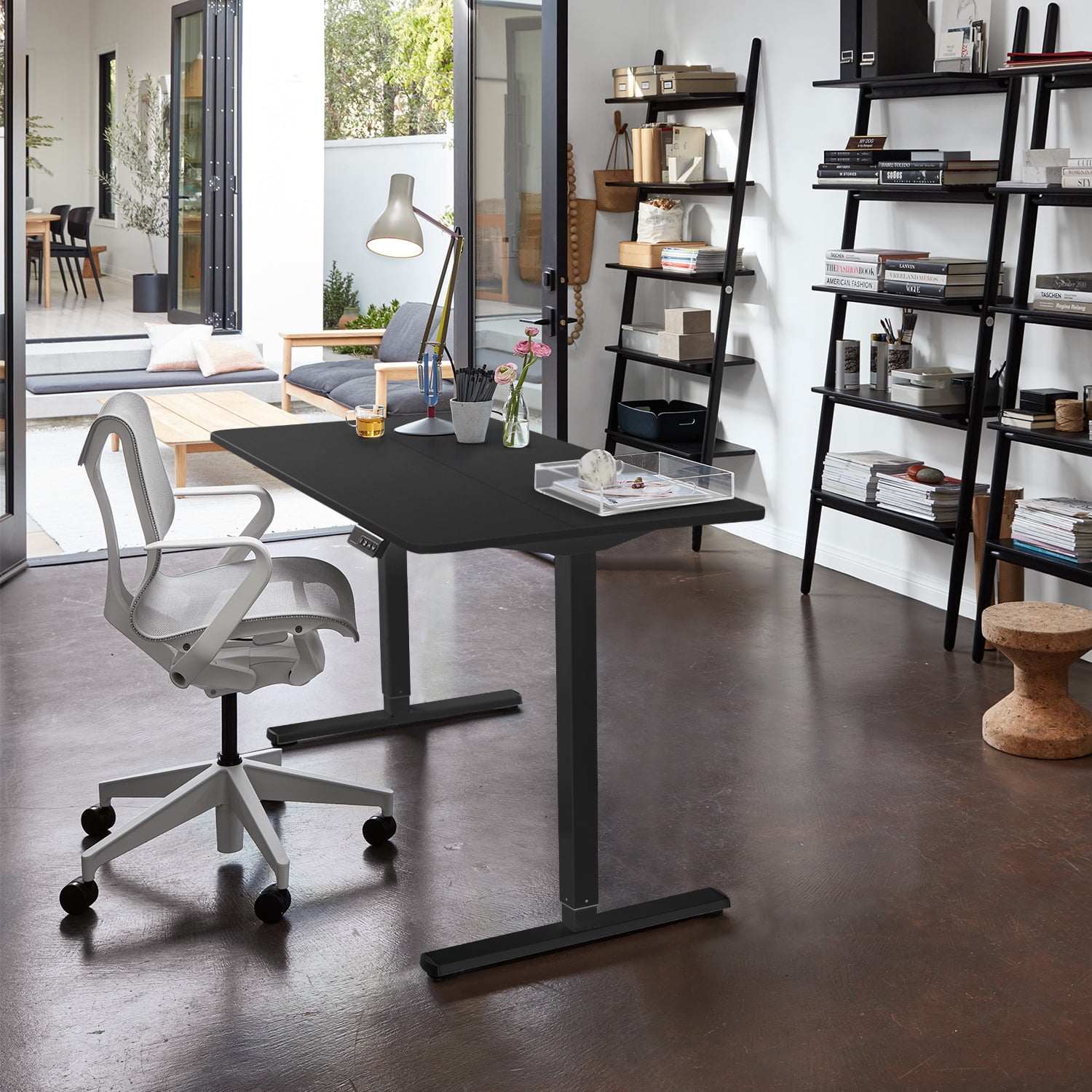 Homall 48" × 24" Electric Height Adjustable Standing Desk Home Office Computer Desk Memory Preset with T-Shaped Metal Bracket, Black