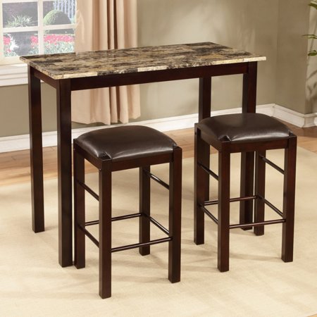 - Roundhill Furniture Brando 3-Piece Counter Height Breakfast Set, Espresso Finish
