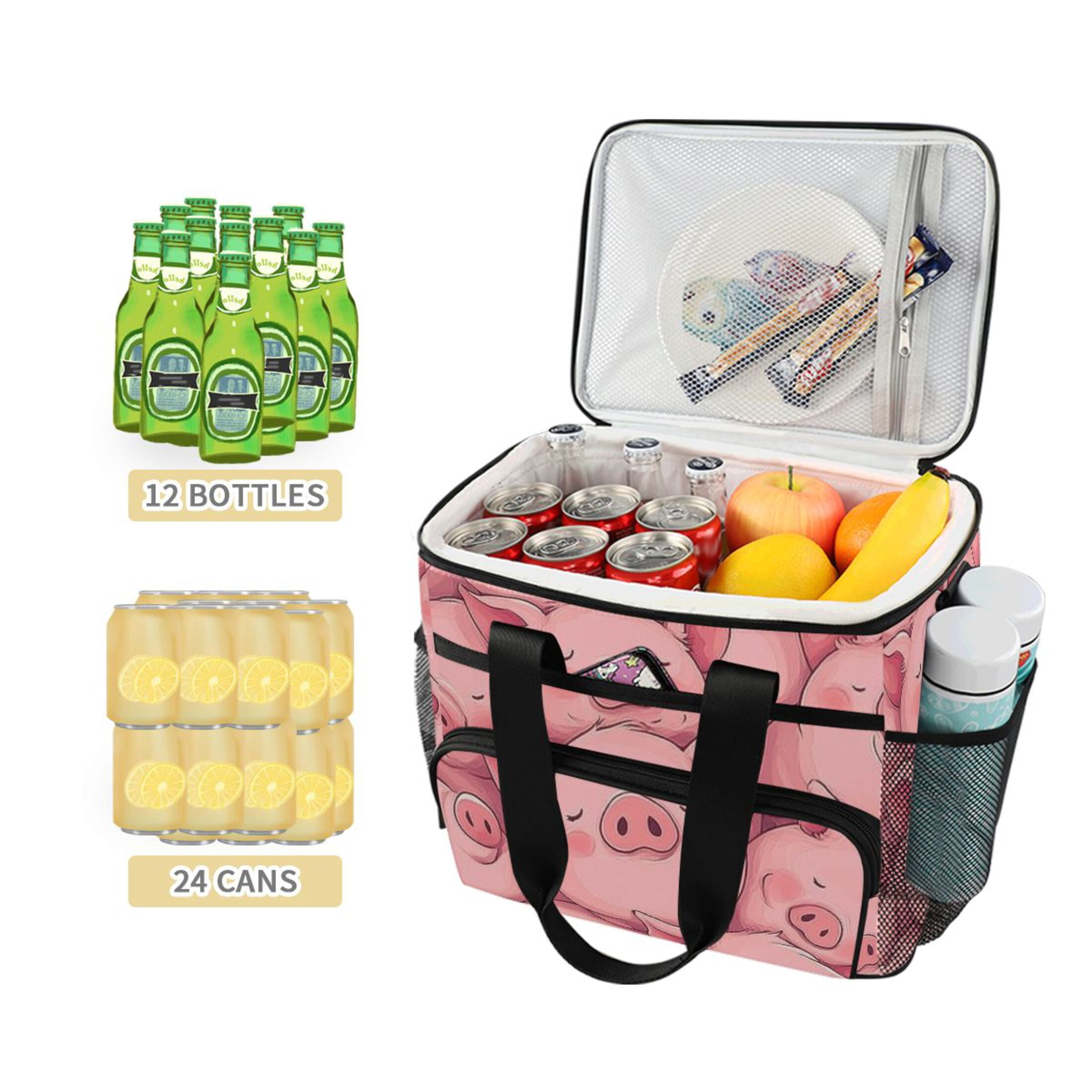 Cute Pink Pigs Sleeping Insulated Lunch Bag 15L Cooler Box for Women Men Work Camping Beach Travel