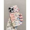 thumbnail image 4 of Funda de teléfono de lujo con flores y purpurina láser para iPhone 16 Pro Max 15 14 Plus 13 12 11, cubierta protectora de lente suave a prueba de golpes con diamantes, 4 of 5