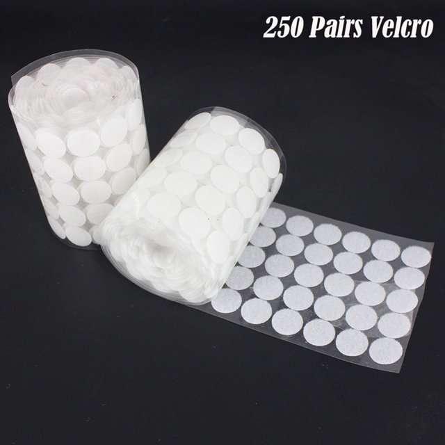 CUITING Bande Adhésive à Points 20mm Auto-Adhésive Points Ronds Disques Velcro Réutilisables pour Diverses Surfaces