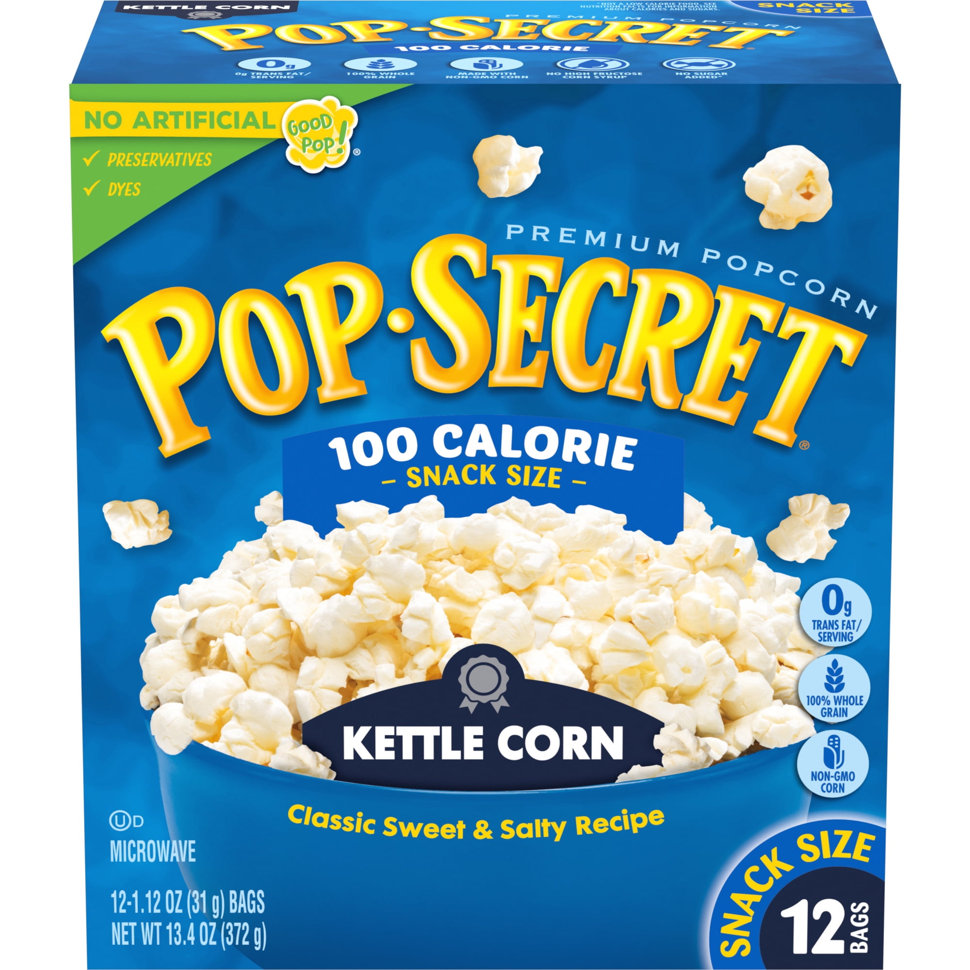 Pop Secret Popcorn, Kettle Corn Microwave Popcorn, 100 Calorie Snack
